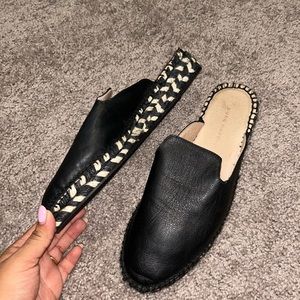 Black platform mule/loafers